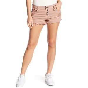 Billabong Pink Distressed frayed hem denim shorts